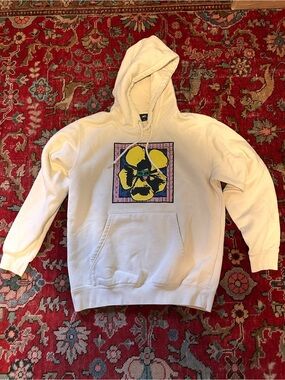 Obey Cream Hoodie with Yellow & Purple Graphic